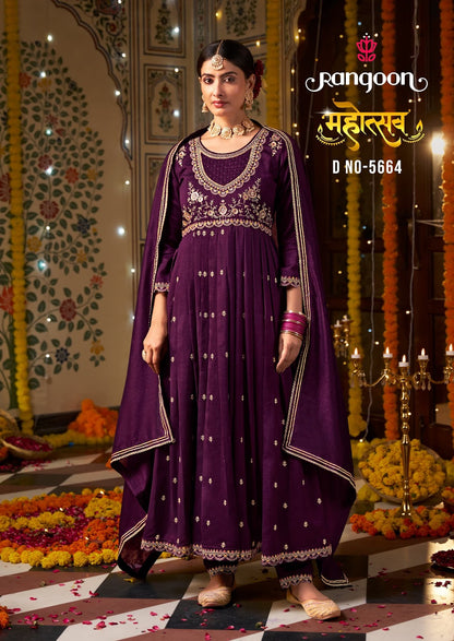 Mahotsav Rangoon Silk Readymade Anarkali Suits Wholesale Price