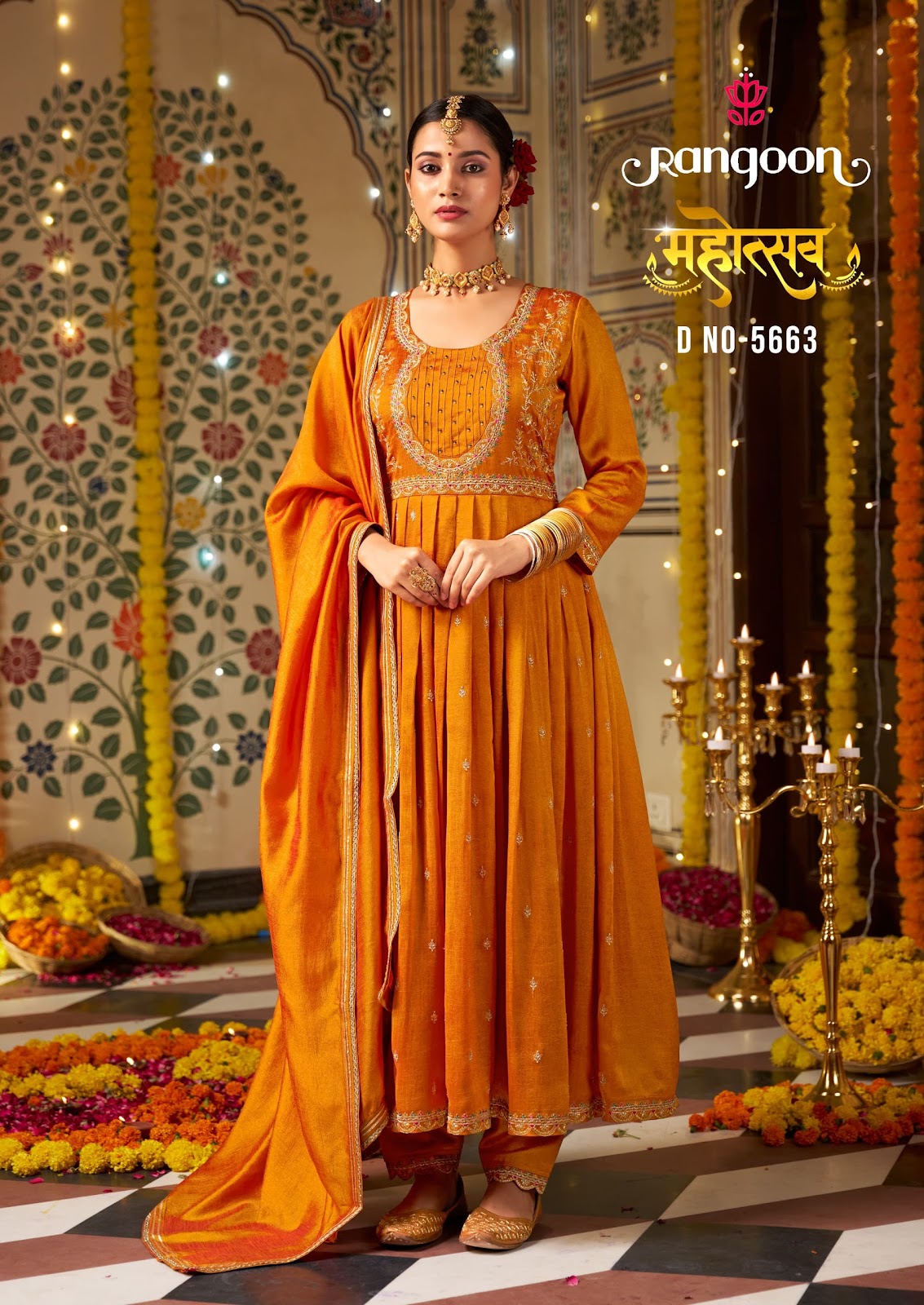 Mahotsav Rangoon Silk Readymade Anarkali Suits Wholesale Price