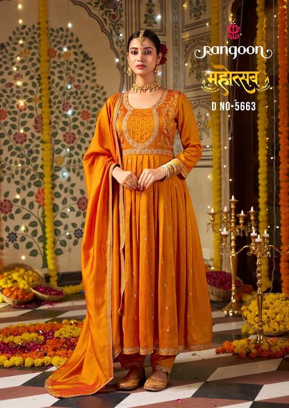 Mahotsav Rangoon Silk Readymade Anarkali Suits Wholesale Price