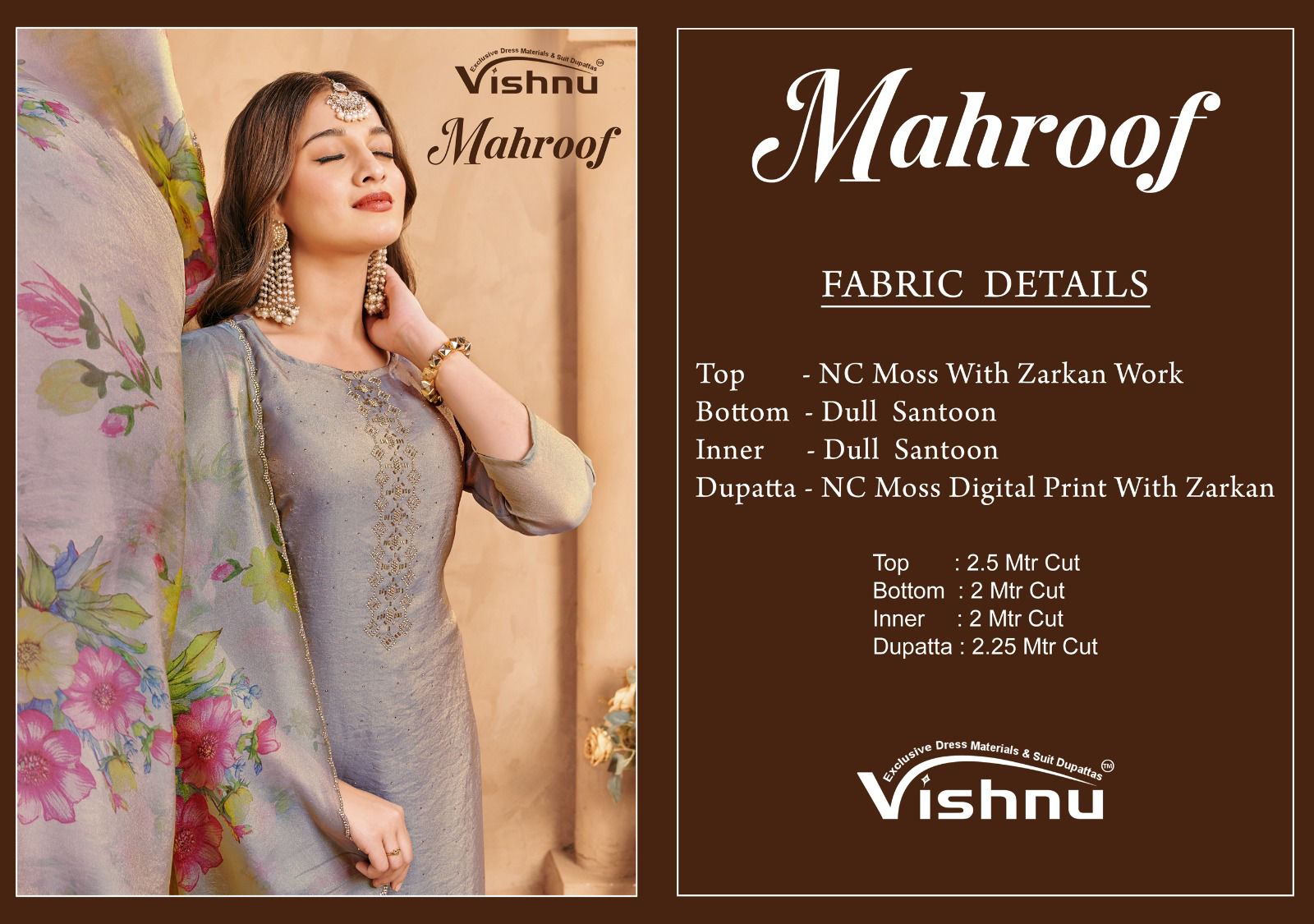 Mahroof Vishnu Impex Moss Pant Style Suits Supplier India