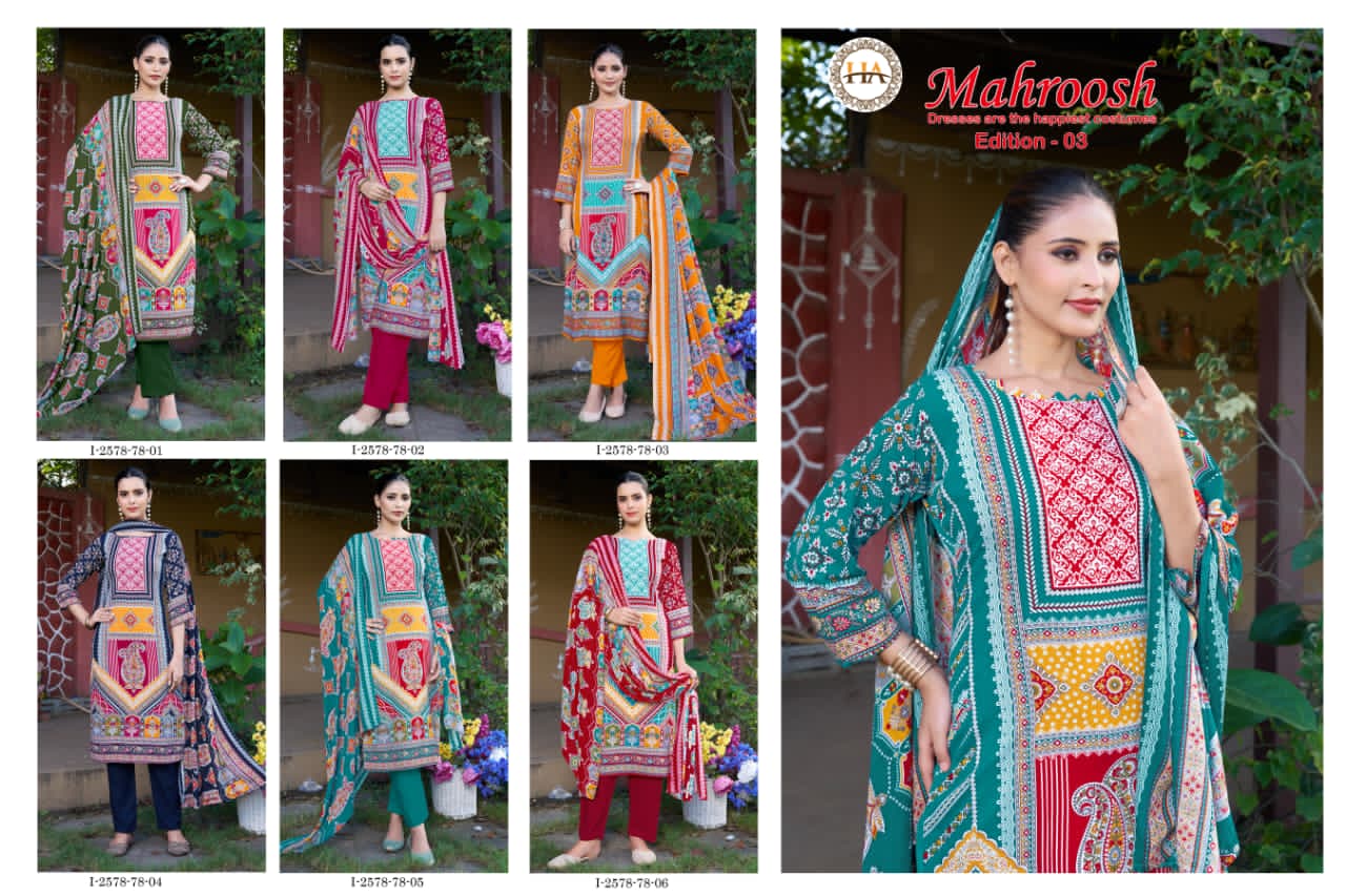 Mahroosh Edition 3 Harshit Fashion Viscose Reyon Pant Style Suits Manufacturer India