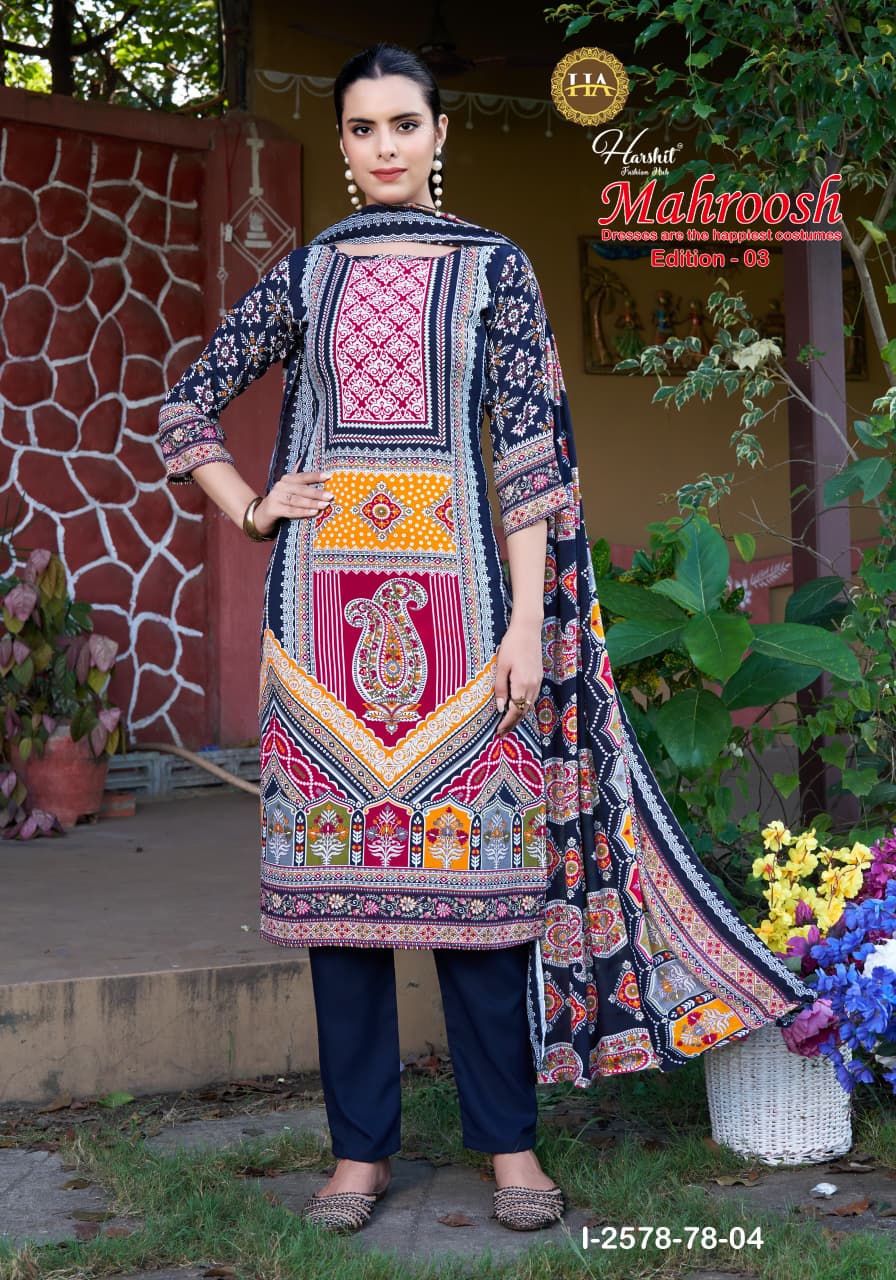 Mahroosh Edition 3 Harshit Fashion Viscose Reyon Pant Style Suits Manufacturer India