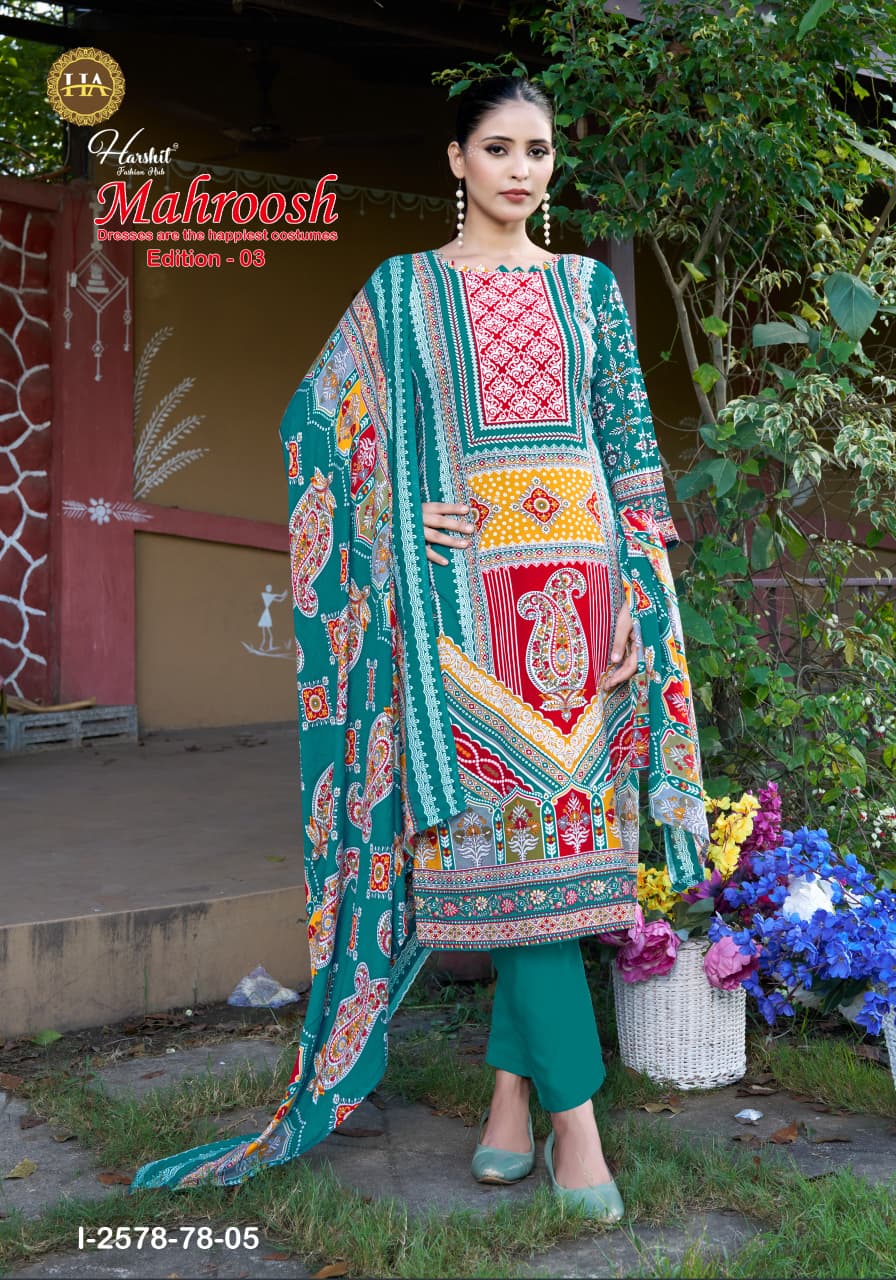 Mahroosh Edition 3 Harshit Fashion Viscose Reyon Pant Style Suits Manufacturer India