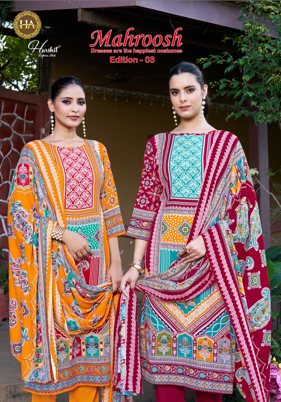 Mahroosh Edition 3 Harshit Fashion Viscose Reyon Pant Style Suits Manufacturer India