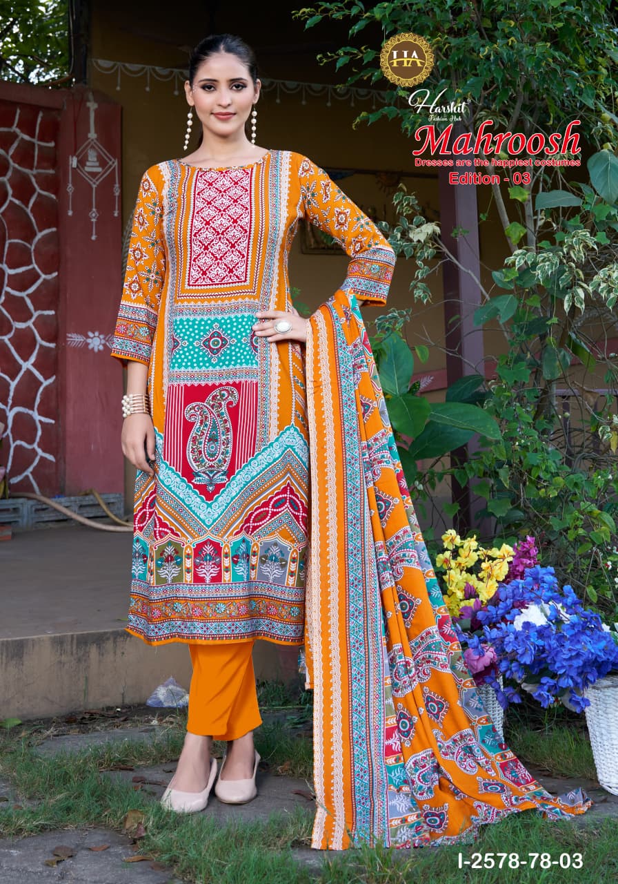 Mahroosh Edition 3 Harshit Fashion Viscose Reyon Pant Style Suits Manufacturer India