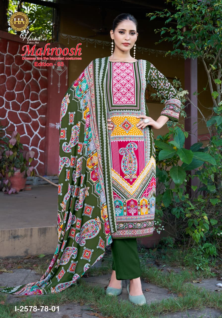 Mahroosh Edition 3 Harshit Fashion Viscose Reyon Pant Style Suits Manufacturer India