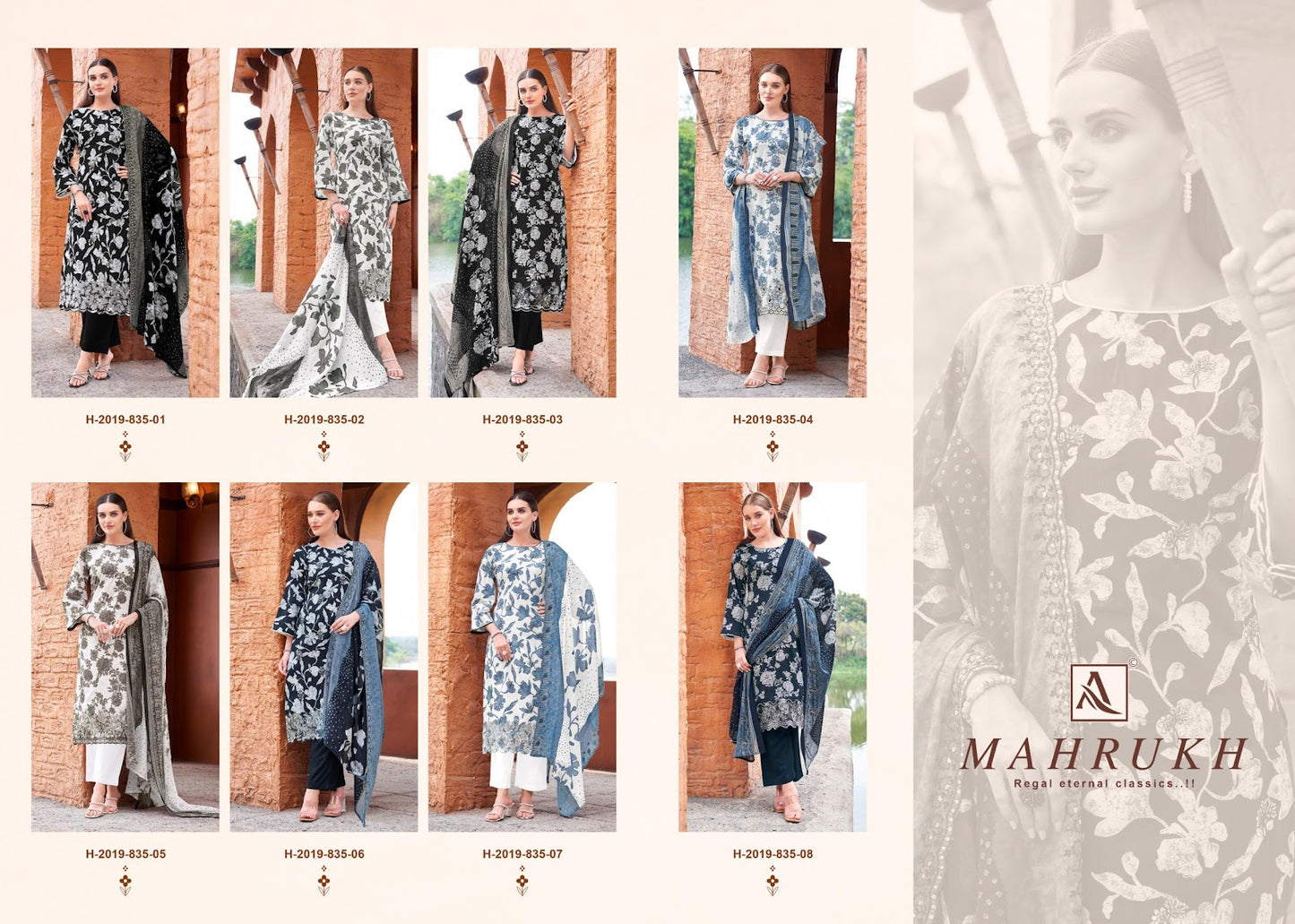 Mahrukh Alok Cambric Cotton Karachi Salwar Suits Manufacturer Ahmedabad