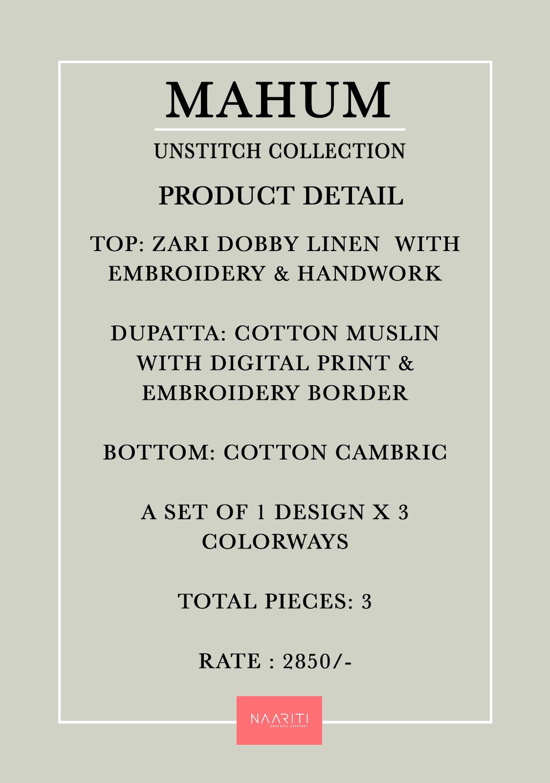 Mahum Naariti Dobby Pant Style Suits Manufacturer Ahmedabad