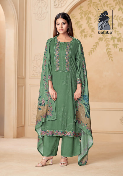 mahveen sahiba twill pashmina suits manufacturer ahmedabad