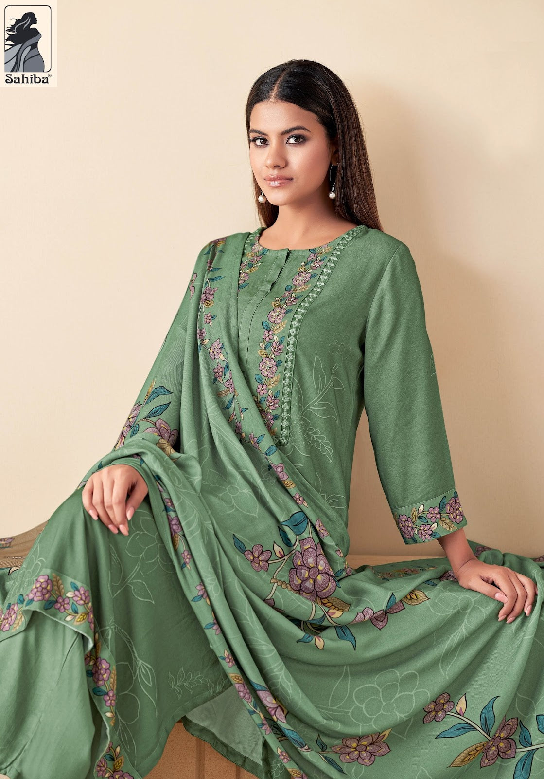 mahveen sahiba twill pashmina suits manufacturer ahmedabad