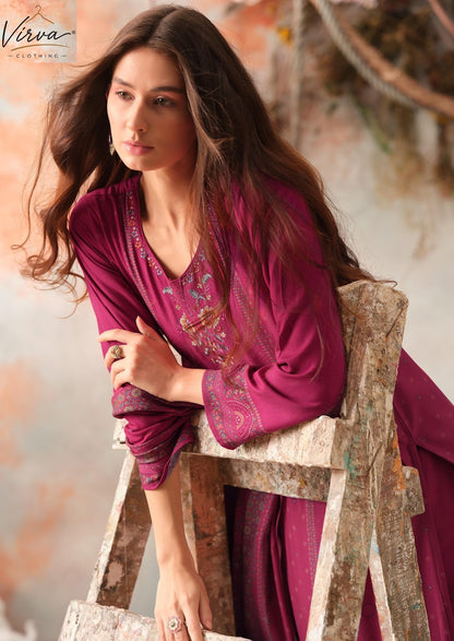 Mahveen Virva Viscose Pashmina Suits Exporter Gujarat