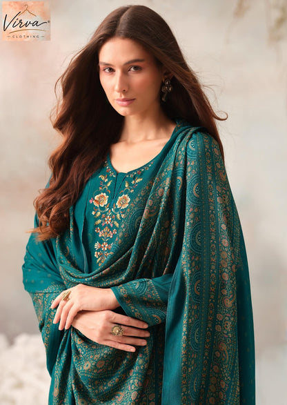Mahveen Virva Viscose Pashmina Suits Exporter Gujarat