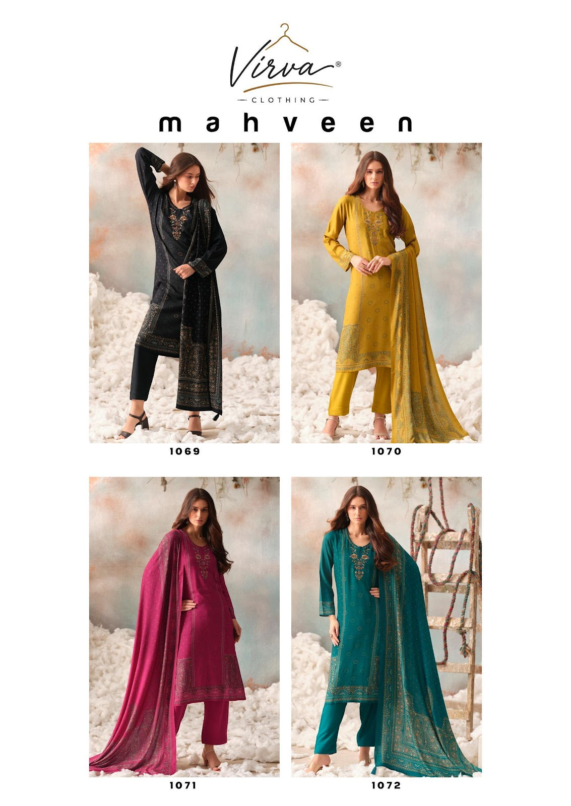 Mahveen Virva Viscose Pashmina Suits Exporter Gujarat