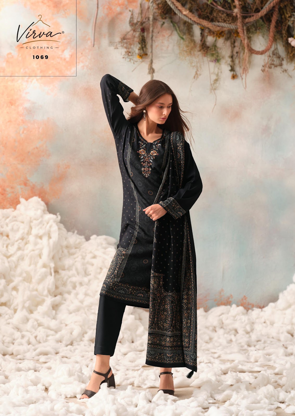 Mahveen Virva Viscose Pashmina Suits Exporter Gujarat