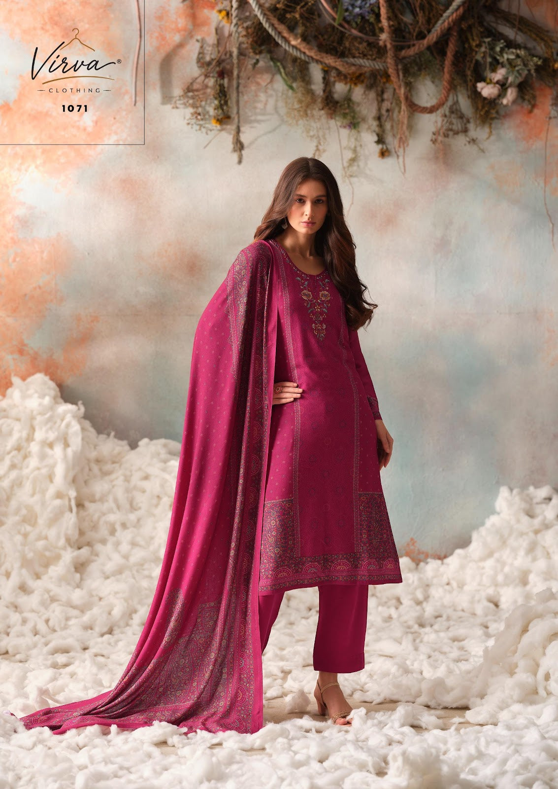 Mahveen Virva Viscose Pashmina Suits Exporter Gujarat