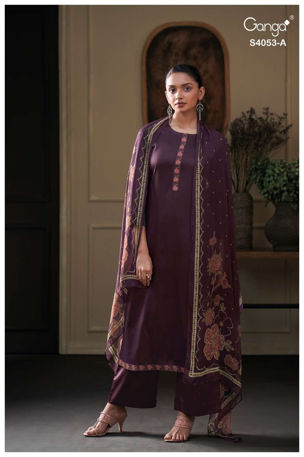 Maiara 4053 Ganga Cotton Silk Plazzo Style Suits Wholesale