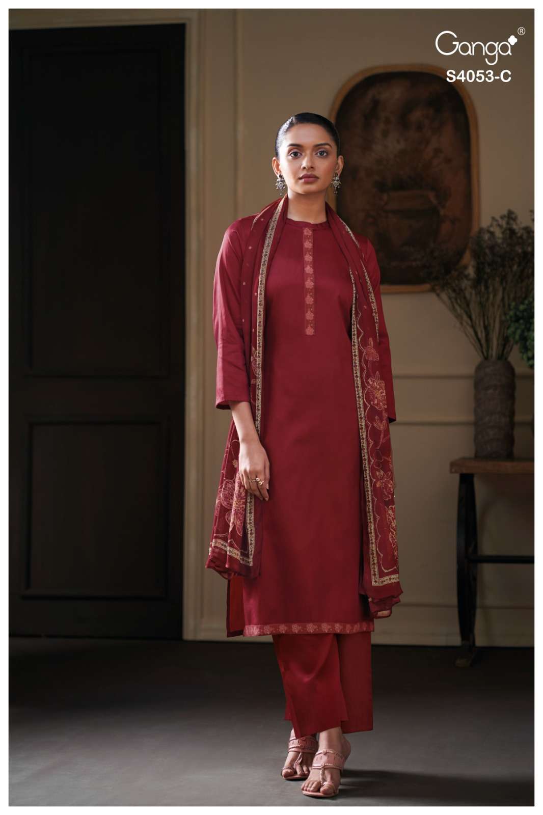 Maiara 4053 Ganga Cotton Silk Plazzo Style Suits Wholesale