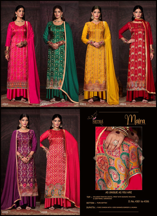 Maira Netra Banarasi Plazzo Style Suits Wholesaler India