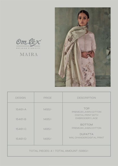 Maira Omtex Lawn Cotton Pant Style Suits Supplier Ahmedabad