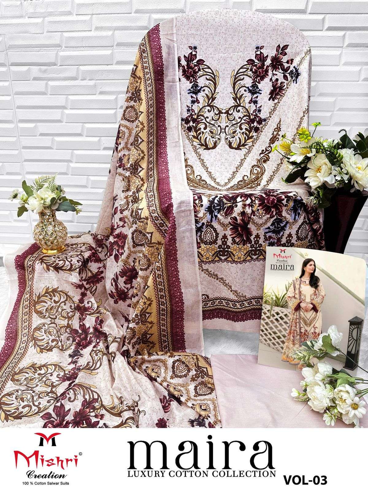 Maira Vol 3 Luxury Cotton Collection Mishri Karachi Salwar Suits Wholesale Price