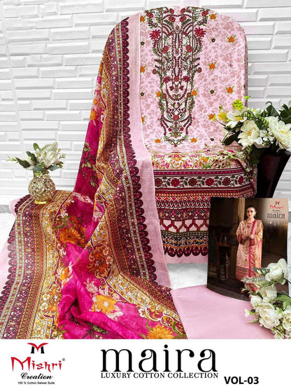 Maira Vol 3 Luxury Cotton Collection Mishri Karachi Salwar Suits Wholesale Price