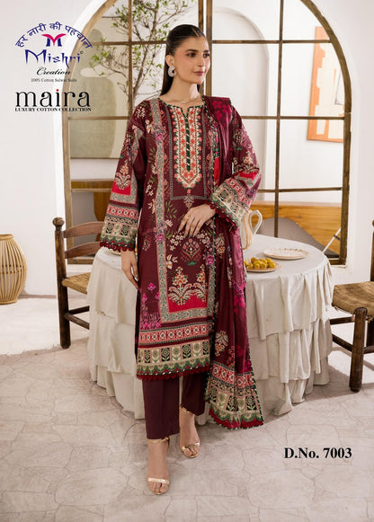 Maira Vol 7 Mishri Mix Cotton Karachi Salwar Suits Wholesaler