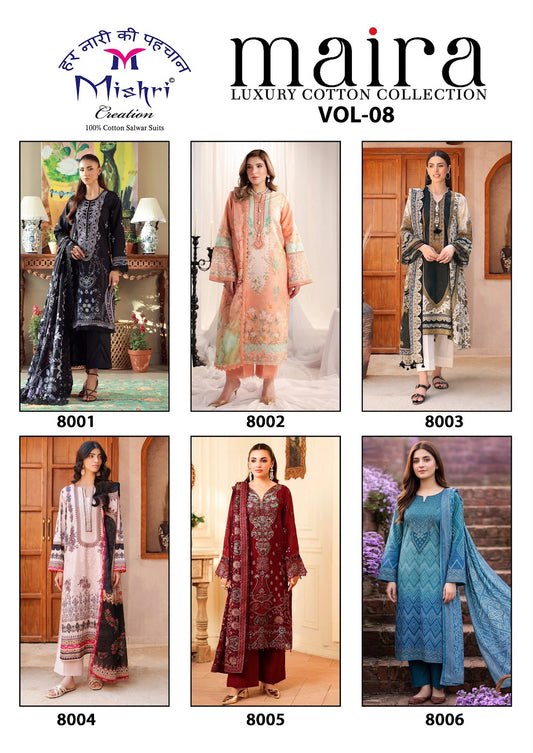 Maira Vol 8 Mishri Cotton Karachi Salwar Suits Wholesaler India