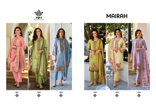 Mairah Aqsa Muslin Silk Pant Style Suits