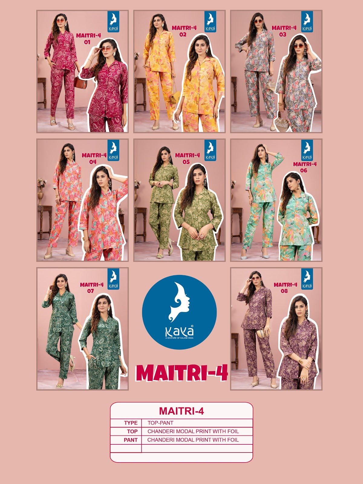 Maitri 4 Kaya Chanderi Modal Co Ord Set Exporter Ahmedabad