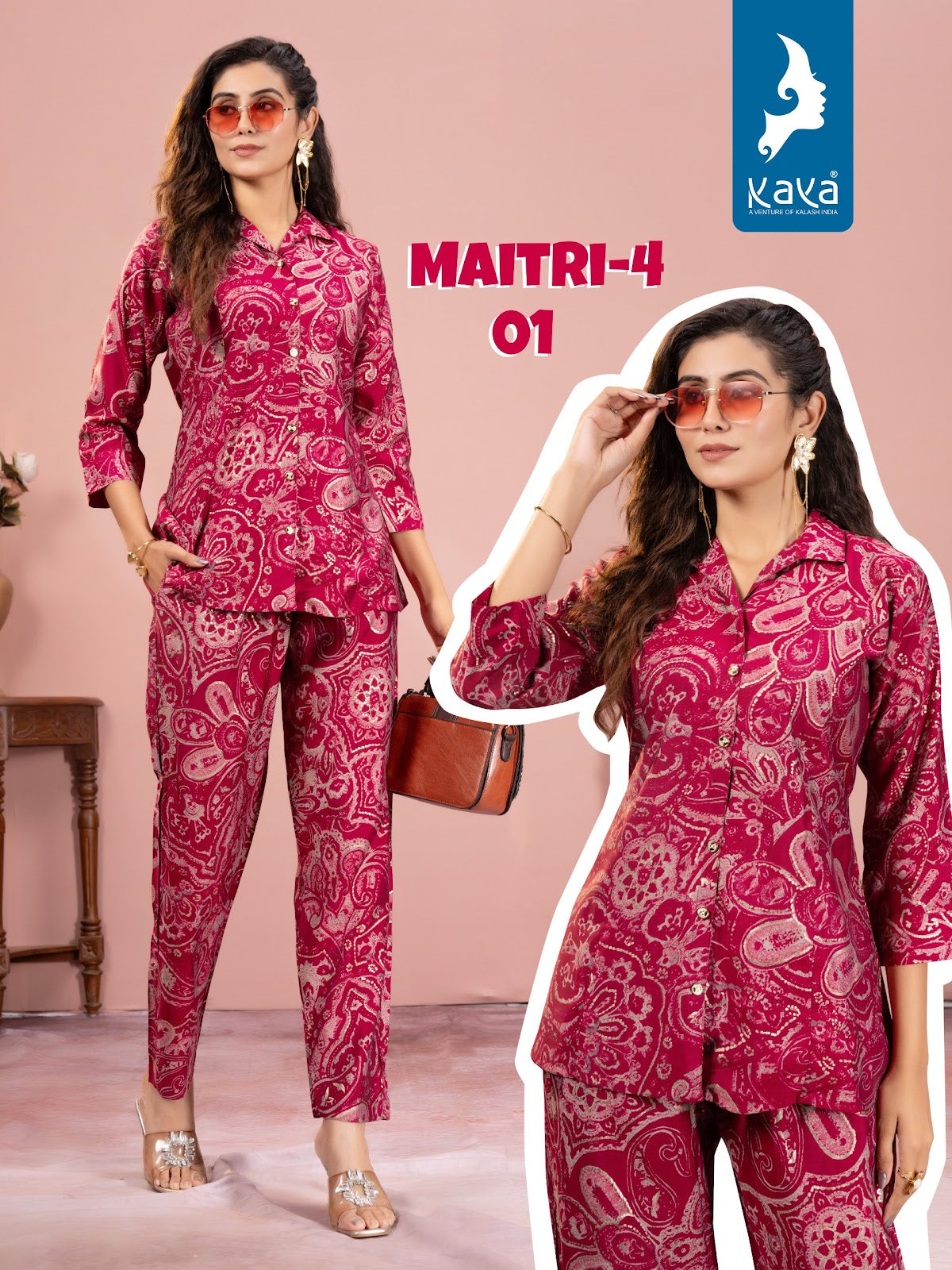 Maitri 4 Kaya Chanderi Modal Co Ord Set Exporter Ahmedabad