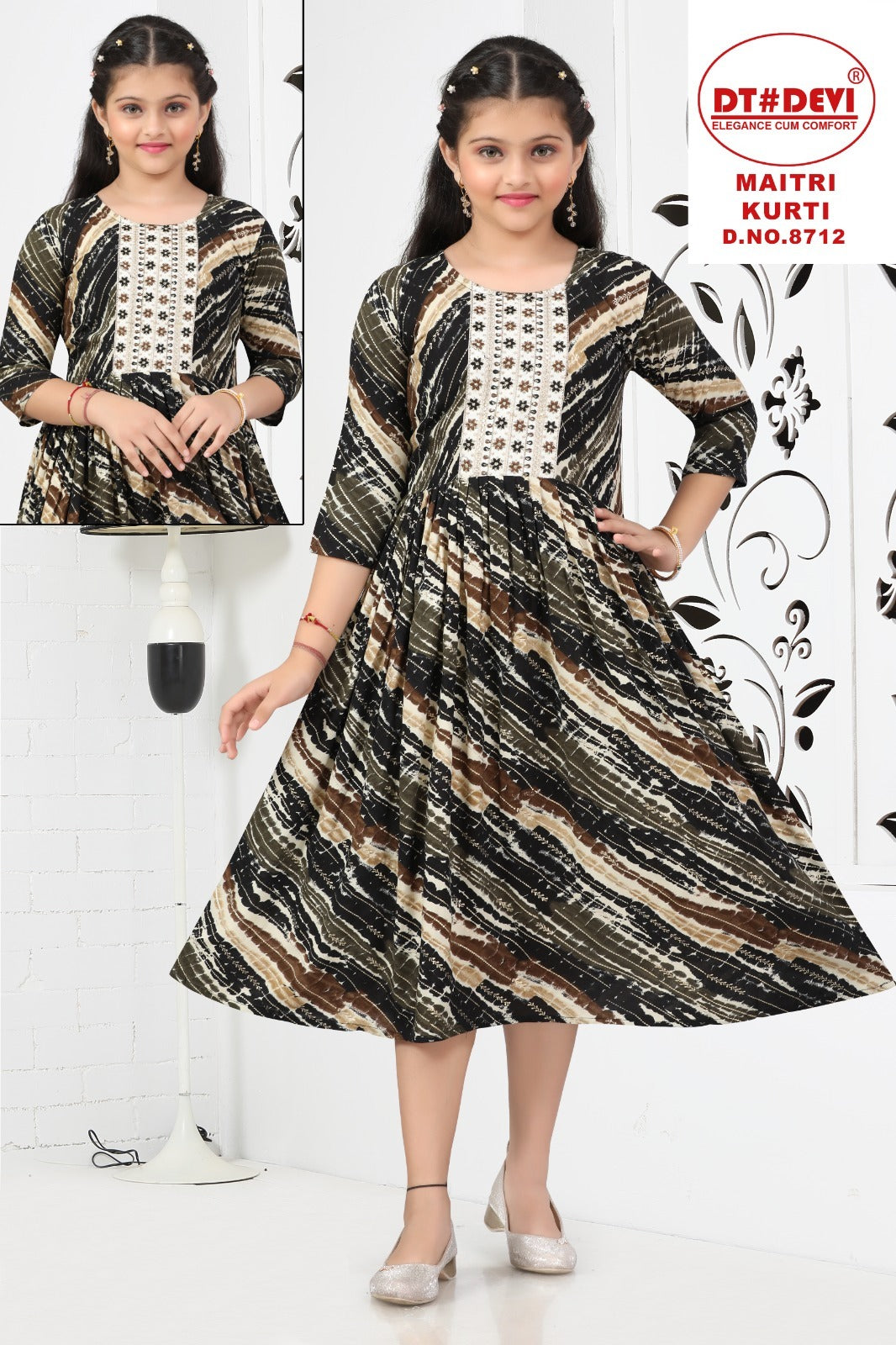 Maitri 8712 Dt Devi Rayon Girls Anarkali Kurti Wholesaler