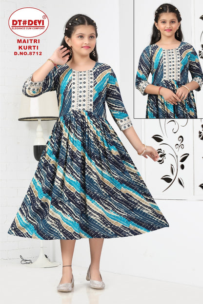 Maitri 8712 Dt Devi Rayon Girls Anarkali Kurti Wholesaler