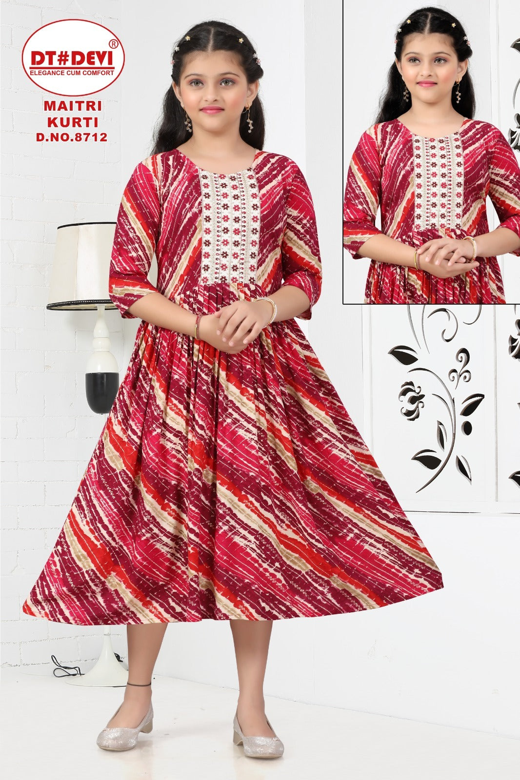 Maitri 8712 Dt Devi Rayon Girls Anarkali Kurti Wholesaler