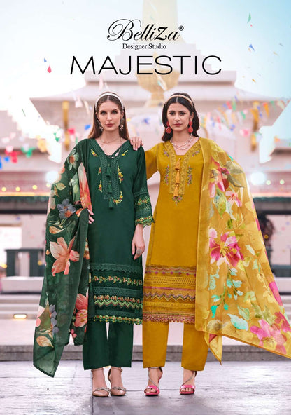 Majestic Belliza Designer Studio Roman Silk Karachi Salwar Suits Exporter
