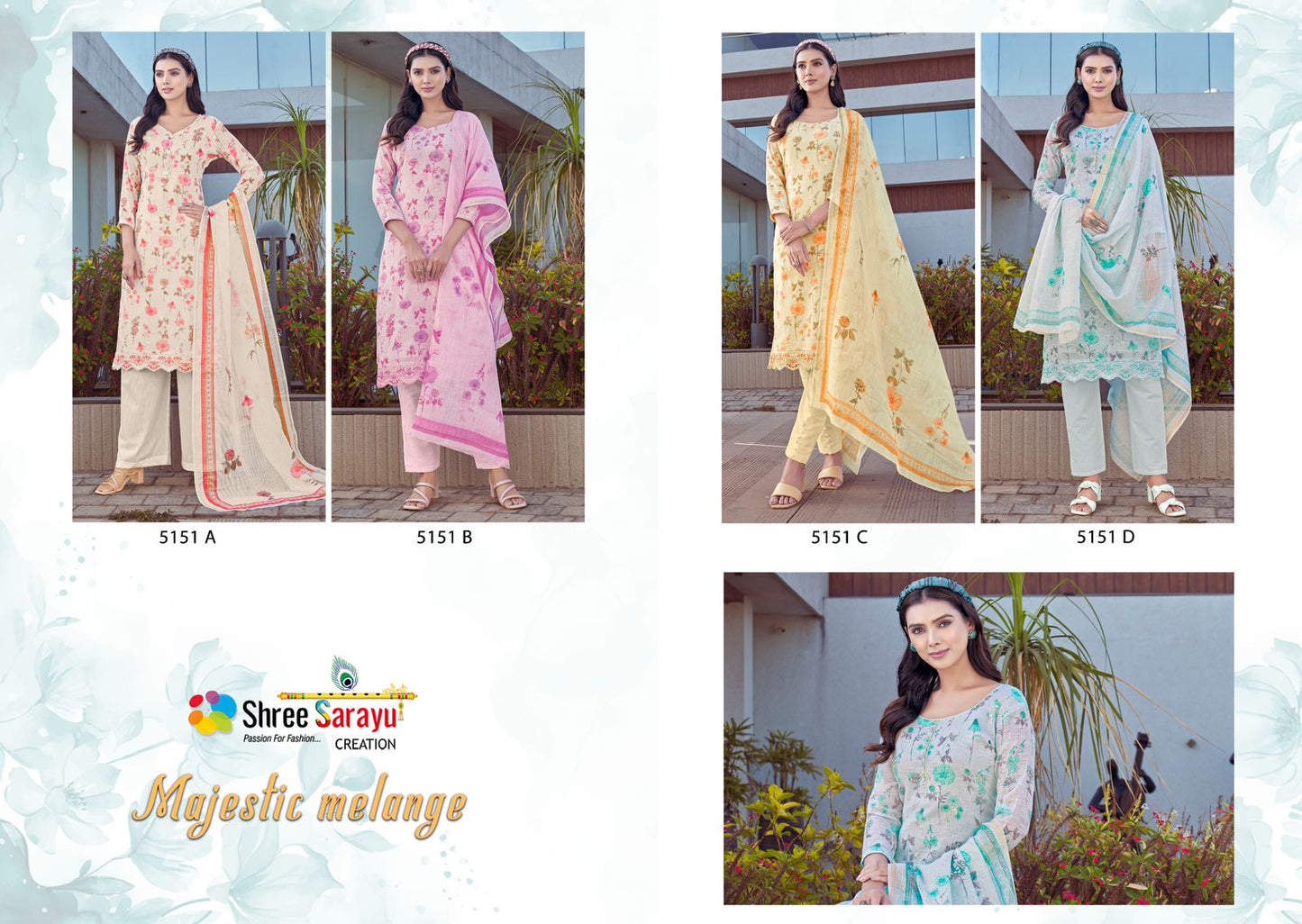 Majestic Melange 5151 Shree Sarayu Creation Linen Pant Style Suits