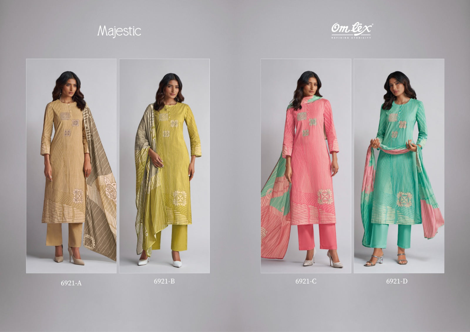 Majestic Omtex Lawn Cotton Pant Style Suits Supplier India