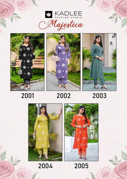 Majestica Kadlee Rayon Kurti Pant Set Wholesale