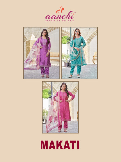 Makati Aanchi Vichitra Readymade Pant Style Suits Wholesaler India