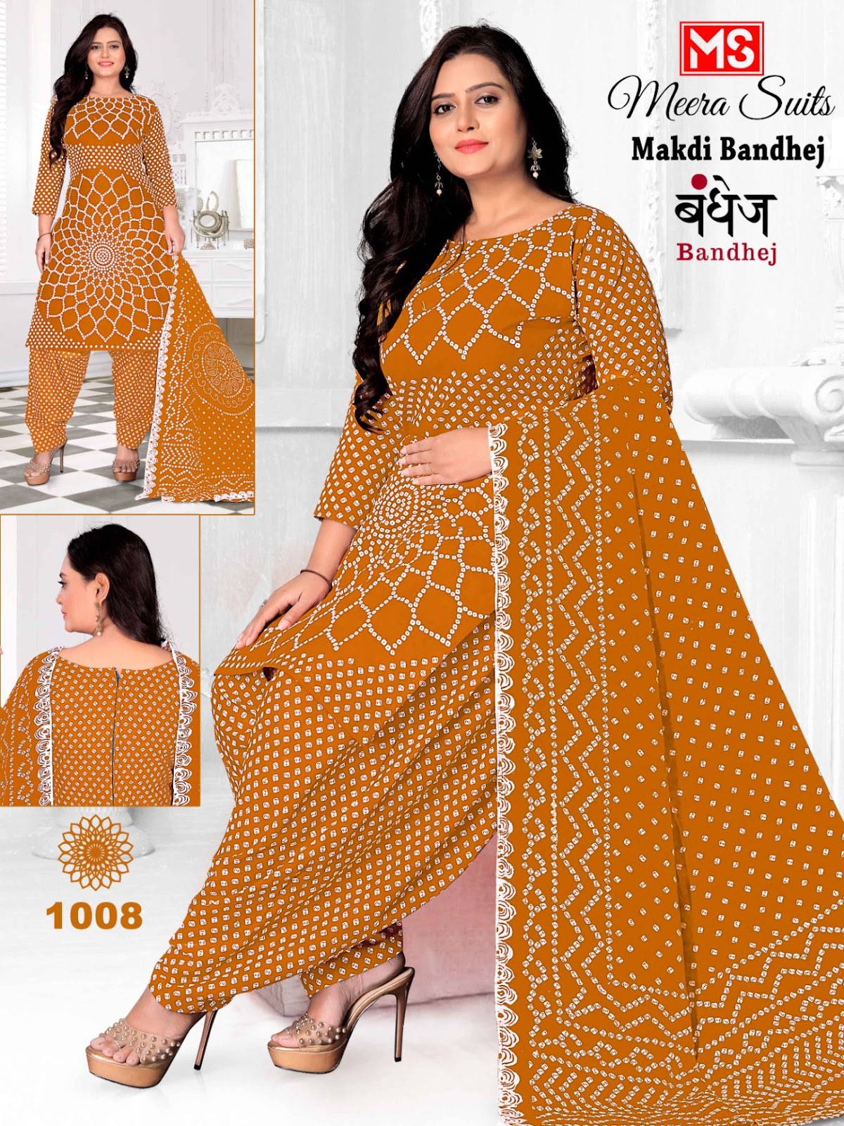 Makdi Bandhej Meera Cotton Dress Material Exporter India