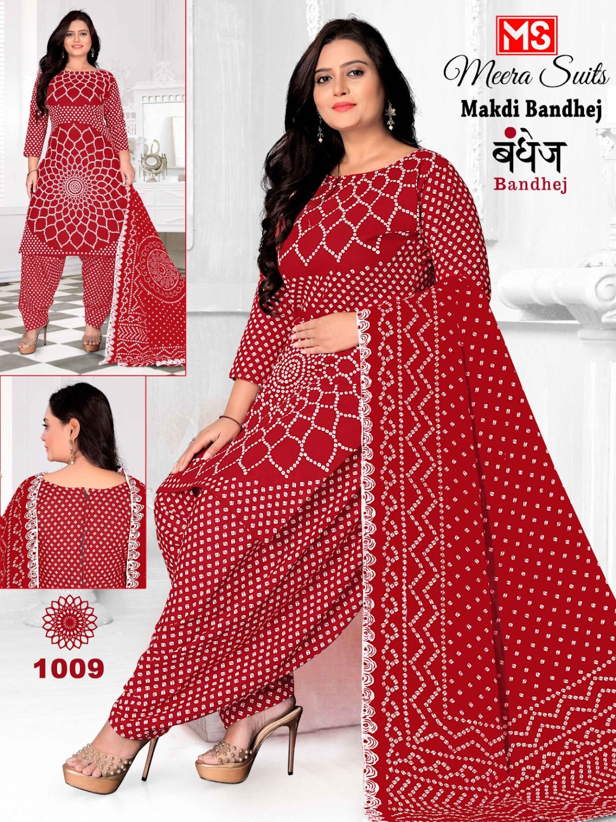Makdi Bandhej Meera Cotton Dress Material Exporter India