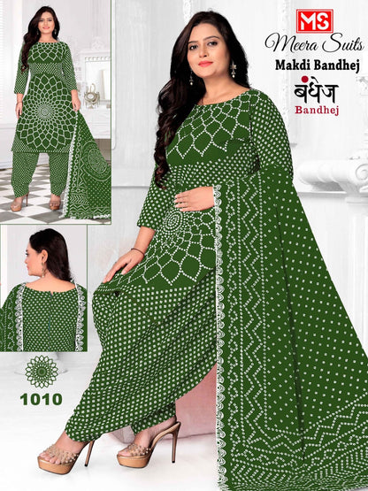 Makdi Bandhej Meera Cotton Dress Material Exporter India