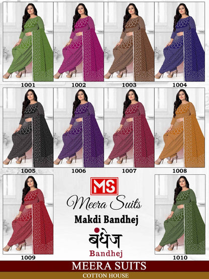 Makdi Bandhej Meera Cotton Dress Material Exporter India