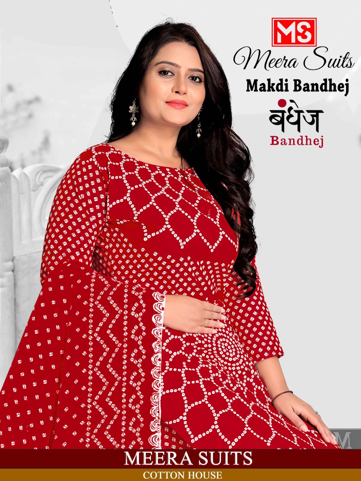 Makdi Bandhej Meera Cotton Dress Material Exporter India