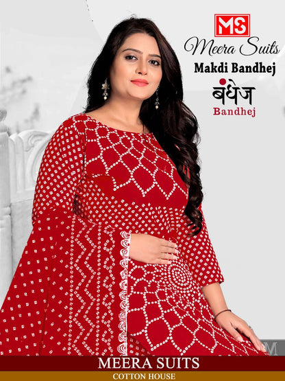 Makdi Bandhej Meera Cotton Dress Material Exporter India