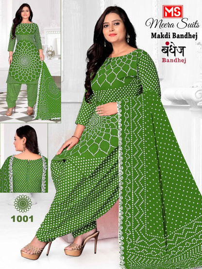 Makdi Bandhej Meera Cotton Dress Material Exporter India