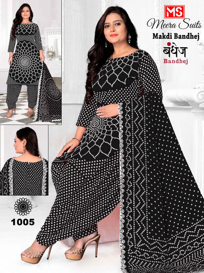 Makdi Bandhej Meera Cotton Dress Material Exporter India