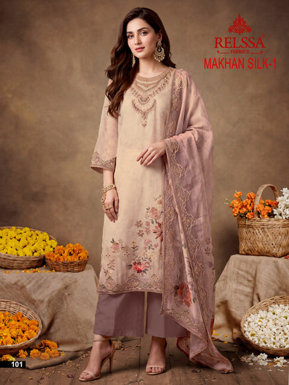 Makhan Silk 1 Relssa Fabrics Makhmal Plazzo Style Suits Exporter