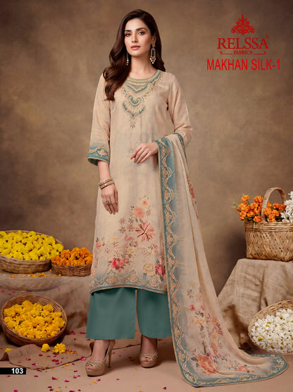 Makhan Silk 1 Relssa Fabrics Makhmal Plazzo Style Suits Exporter