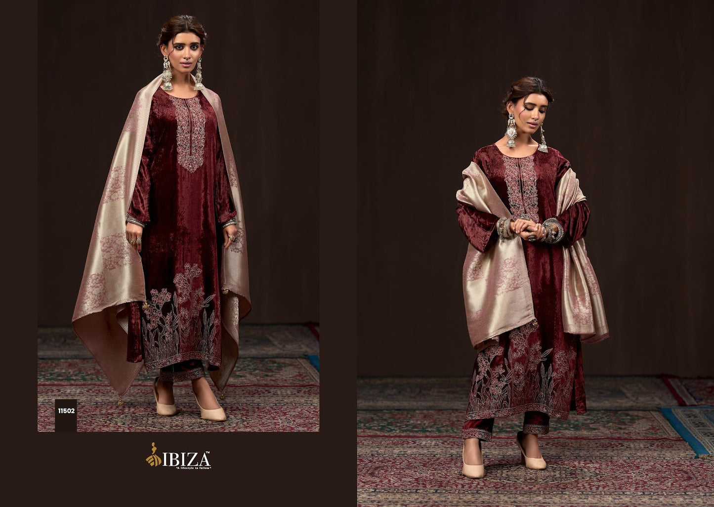 Makhmali Ibiza Velvet Suits Wholesaler Ahmedabad