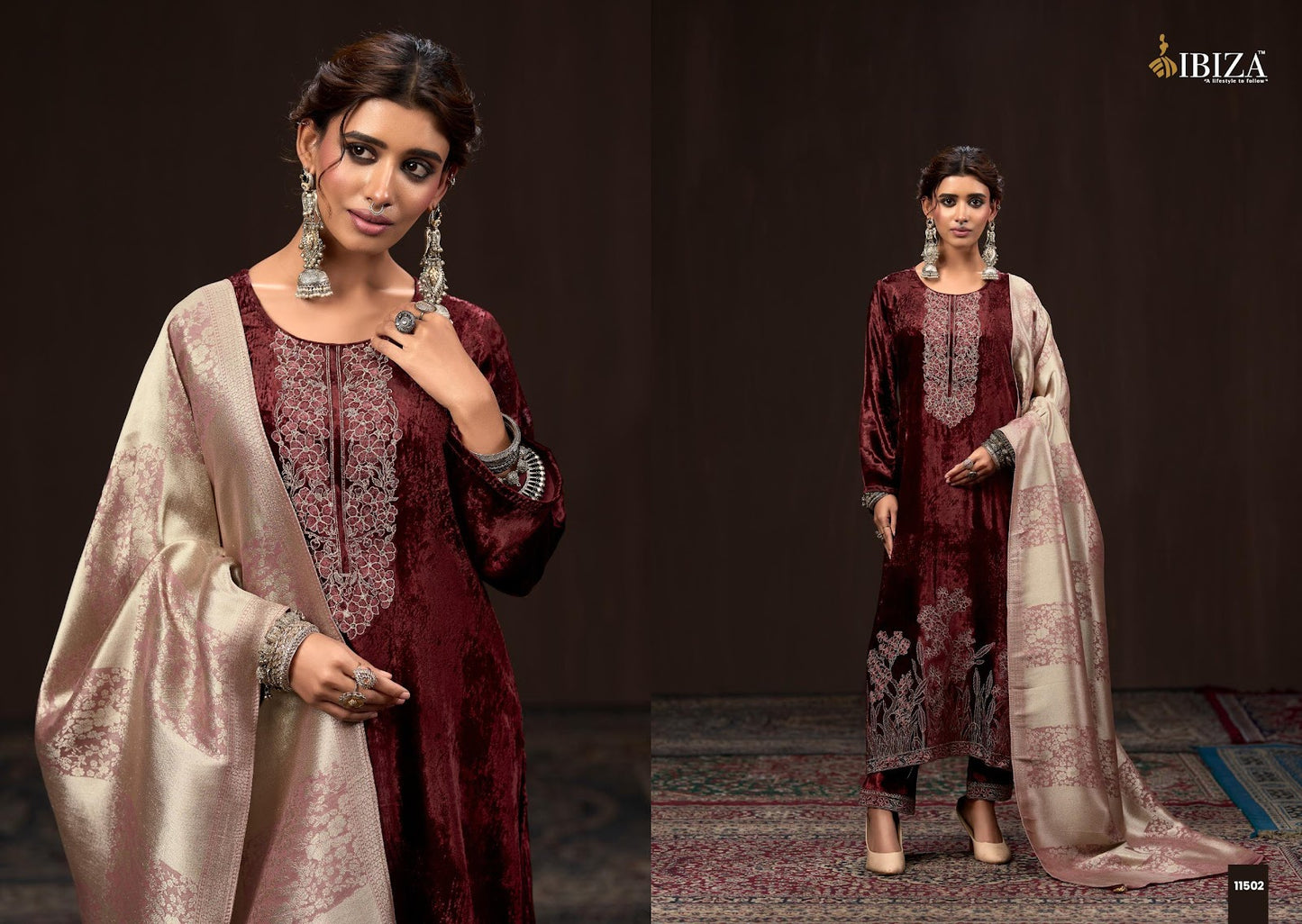 Makhmali Ibiza Velvet Suits Wholesaler Ahmedabad